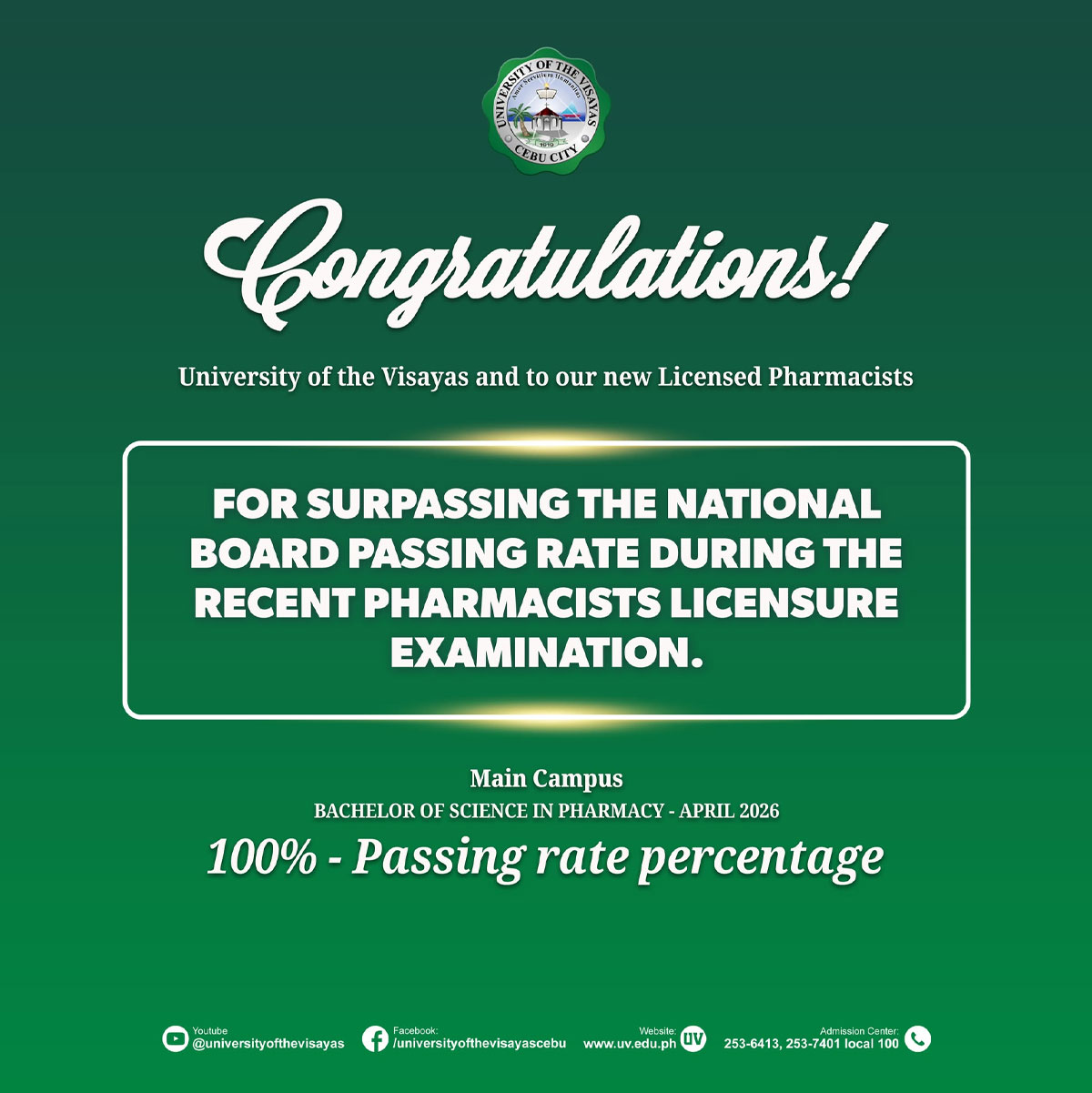 UV Delivers 100 Percent Passing Rate In April 2026 Pharmacists Licensure Exam