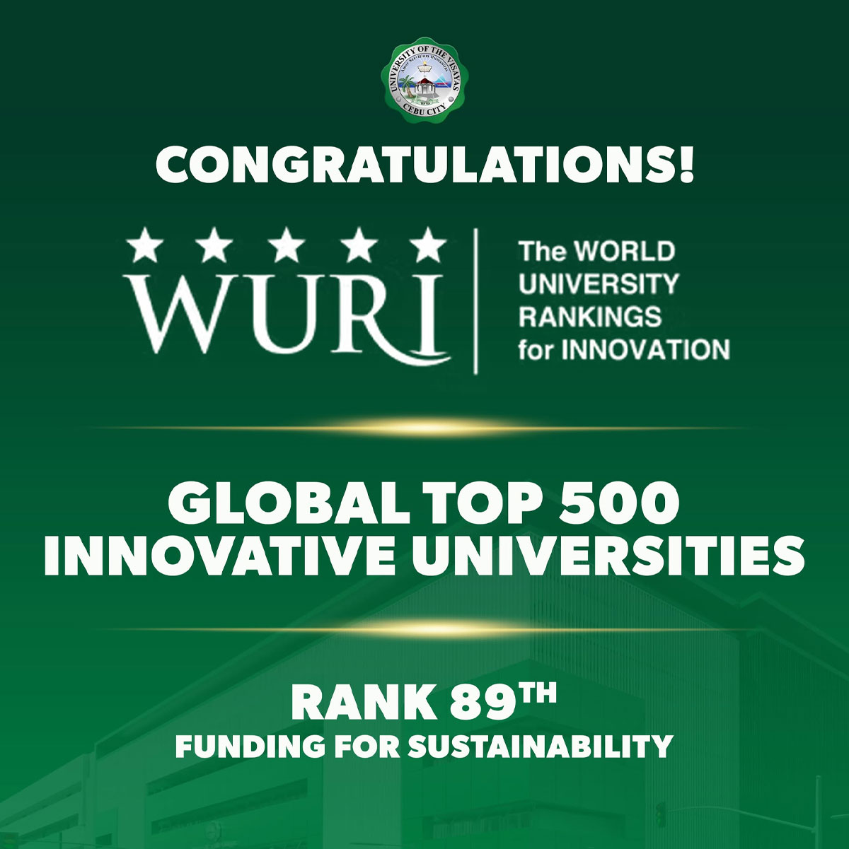 UV Ranks Among Top 500 Global Universities, 89th in Sustainability Funding